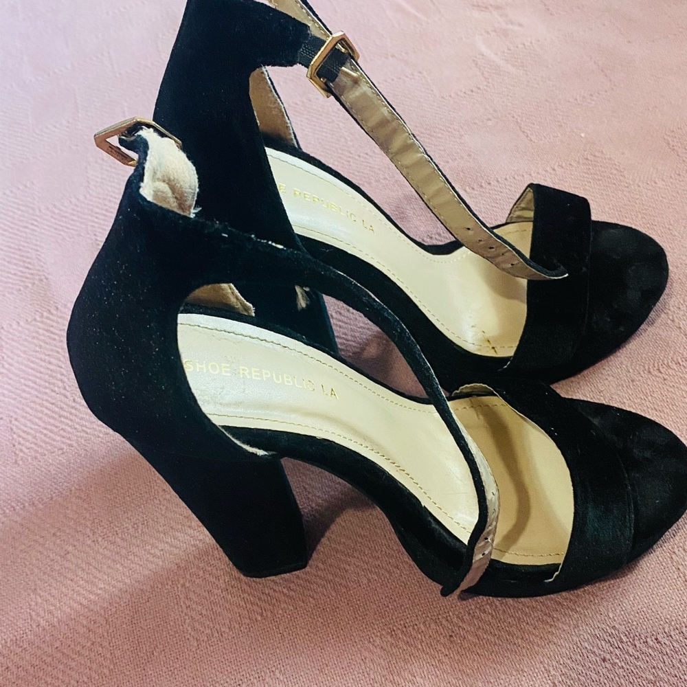 Suede Velvet Black Heels